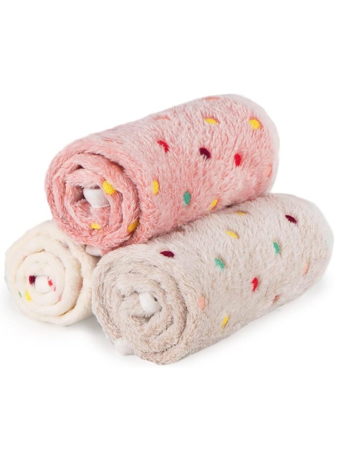 مجموعة من 3 بطانيات للحيوانات الأليفة، بطانية ناعمة ورقيقة من الصوف، بطانية نوم دافئة بتصميم مطبوع، بطانية للجراء والقطط الصغيرة، بطانية للكلاب - Image 2